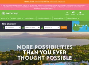 How eurocamp.co.uk looks like on a tablet such as an iPad.