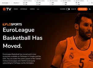 How euroleague.tv looks like on a tablet such as an iPad.