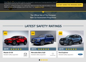 How euroncap.com looks like on a tablet such as an iPad.