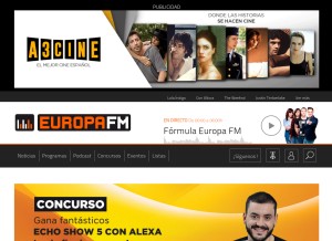 How europafm.com looks like on a tablet such as an iPad.