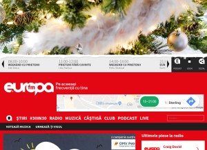 How europafm.ro looks like on a tablet such as an iPad.