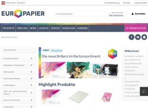 How europapier.at looks like on a tablet such as an iPad.