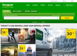 How europcar.com looks like on a tablet such as an iPad.
