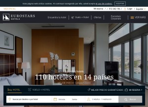 How eurostarshotels.com looks like on a tablet such as an iPad.