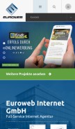 How euroweb.net looks like on a mobile device such as an iPhone.