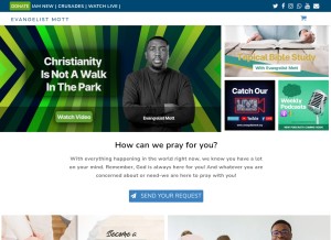 How evangelistmott.org looks like on a tablet such as an iPad.