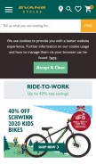 How evanscycles.com looks like on a mobile device such as an iPhone.