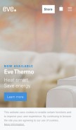 How evehome.com looks like on a mobile device such as an iPhone.