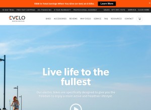 How evelo.com looks like on a tablet such as an iPad.
