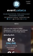 How eventrebels.com looks like on a mobile device such as an iPhone.