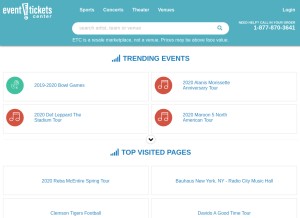 How eventticketscenter.com looks like on a tablet such as an iPad.