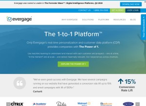 How evergage.com looks like on a tablet such as an iPad.