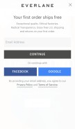 How everlane.com looks like on a mobile device such as an iPhone.
