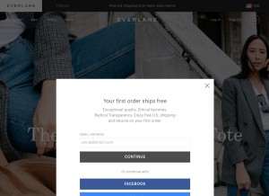 How everlane.com looks like on a tablet such as an iPad.