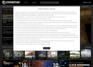 How evermotion.org looks like on a tablet such as an iPad.