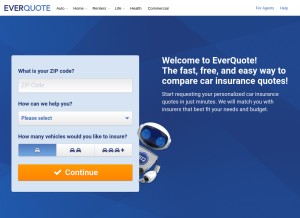 How everquote.com looks like on a tablet such as an iPad.