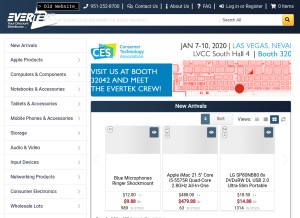 How evertek.com looks like on a tablet such as an iPad.