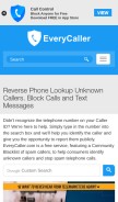 How everycaller.com looks like on a mobile device such as an iPhone.