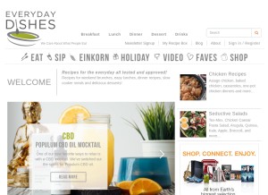 How everydaydishes.com looks like on a tablet such as an iPad.