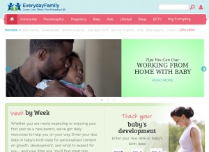How everydayfamily.com looks like on a tablet such as an iPad.