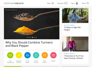 How everydayhealth.com looks like on a tablet such as an iPad.