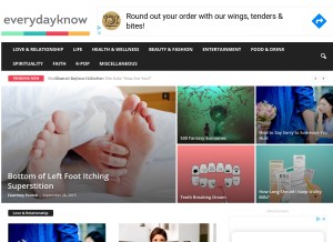 How everydayknow.com looks like on a tablet such as an iPad.