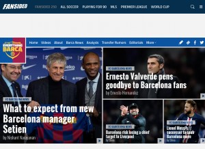 How everythingbarca.com looks like on a tablet such as an iPad.