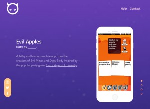 How evilapples.com looks like on a tablet such as an iPad.