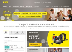How ewe.de looks like on a tablet such as an iPad.