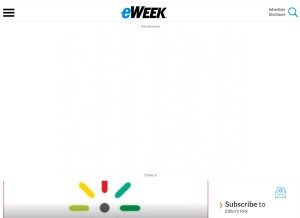 How eweek.com looks like on a tablet such as an iPad.