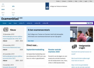 How examenblad.nl looks like on a tablet such as an iPad.