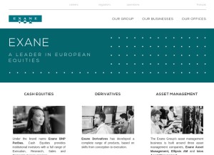 How exane.com looks like on a tablet such as an iPad.