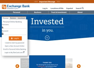 How exchangebank.com looks like on a tablet such as an iPad.