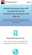 How exchangerate-api.com looks like on a mobile device such as an iPhone.