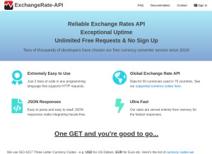 How exchangerate-api.com looks like on a tablet such as an iPad.