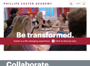 How exeter.edu looks like on a tablet such as an iPad.