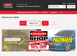 How exhaustshop.com.au looks like on a tablet such as an iPad.