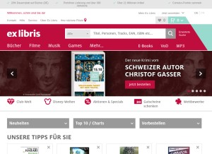 How exlibris.ch looks like on a tablet such as an iPad.
