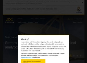 How exness.com looks like on a tablet such as an iPad.