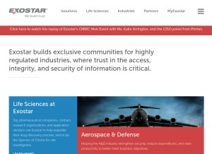How exostar.com looks like on a tablet such as an iPad.