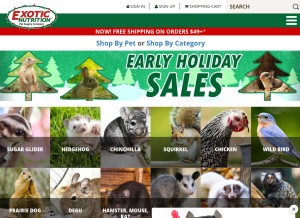 How exoticnutrition.com looks like on a tablet such as an iPad.