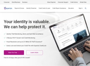 How experian.com looks like on a tablet such as an iPad.