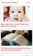 How experiencedmommy.com looks like on a mobile device such as an iPhone.