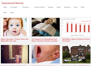 How experiencedmommy.com looks like on a tablet such as an iPad.