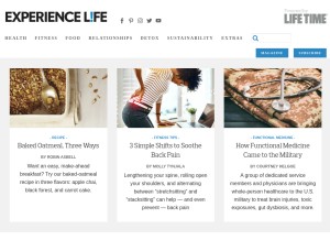 How experiencelife.com looks like on a tablet such as an iPad.