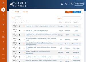 How exploit-db.com looks like on a tablet such as an iPad.