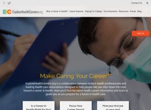 How explorehealthcareers.org looks like on a tablet such as an iPad.