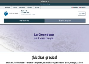 How expocihac.com looks like on a tablet such as an iPad.