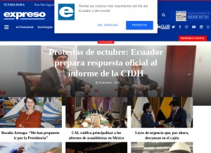 How expreso.ec looks like on a tablet such as an iPad.