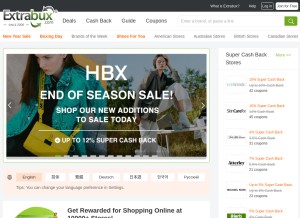 How extrabux.com looks like on a tablet such as an iPad.
